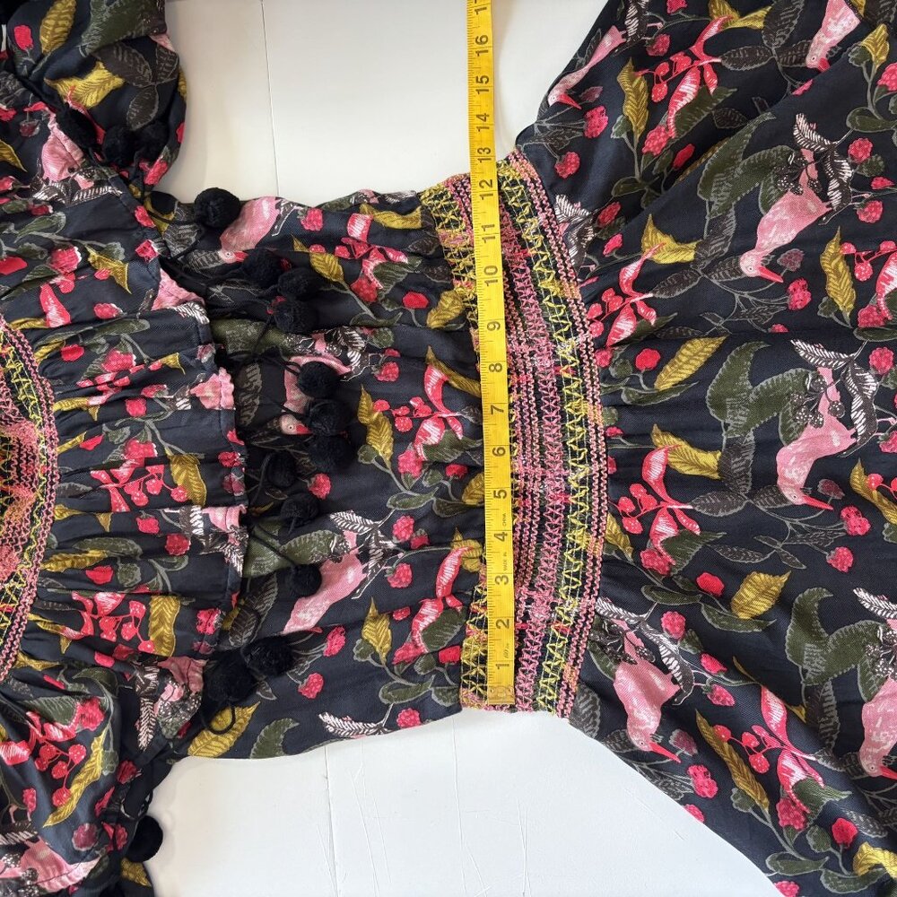Red Carter Black & Pink Tropical Mini Dress With Tassels & Smocked Waist - Picture 7 of 11
